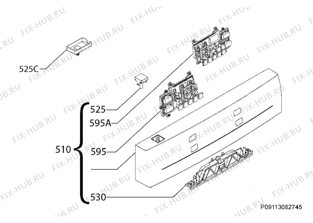 Взрыв-схема посудомоечной машины Aeg Electrolux F77009BU0P - Схема узла Command panel 037